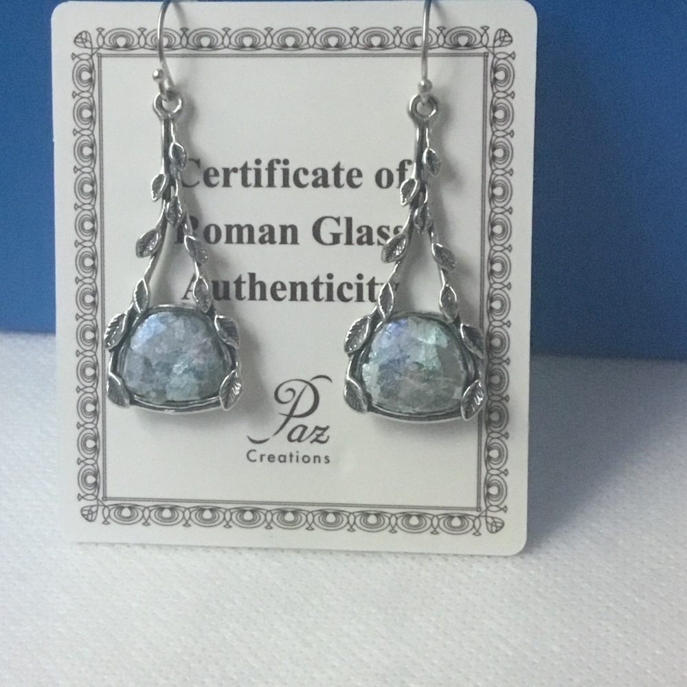 Paz Creations Roman Glass Earrings 925 Sterling